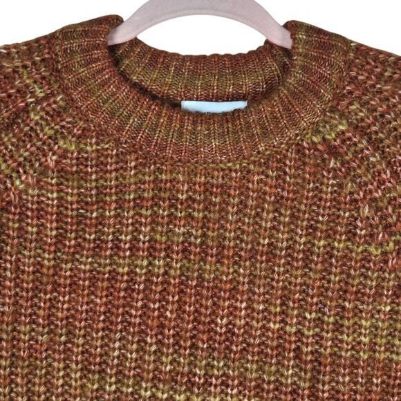Evereve Sweater Womens Small Brown Orange Tillie Ombre Space Dye Crewneck Knit - Picture 3 of 13